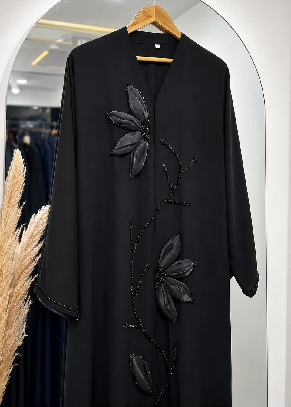 Adeeba Floral Abaya – Black | Elegant Floral Design & Modest Islamic Wear