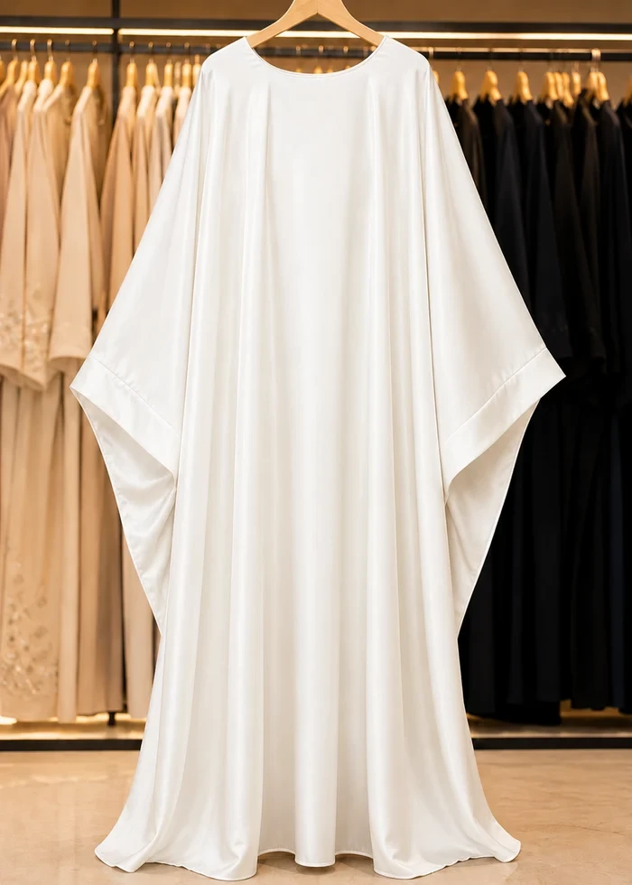 Arabian Shimmer Kaftan Abaya – White | Elegant Modest Islamic Wear